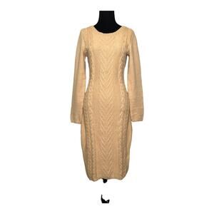Dear Love beige cable knit long sleeves sweater dress size Small